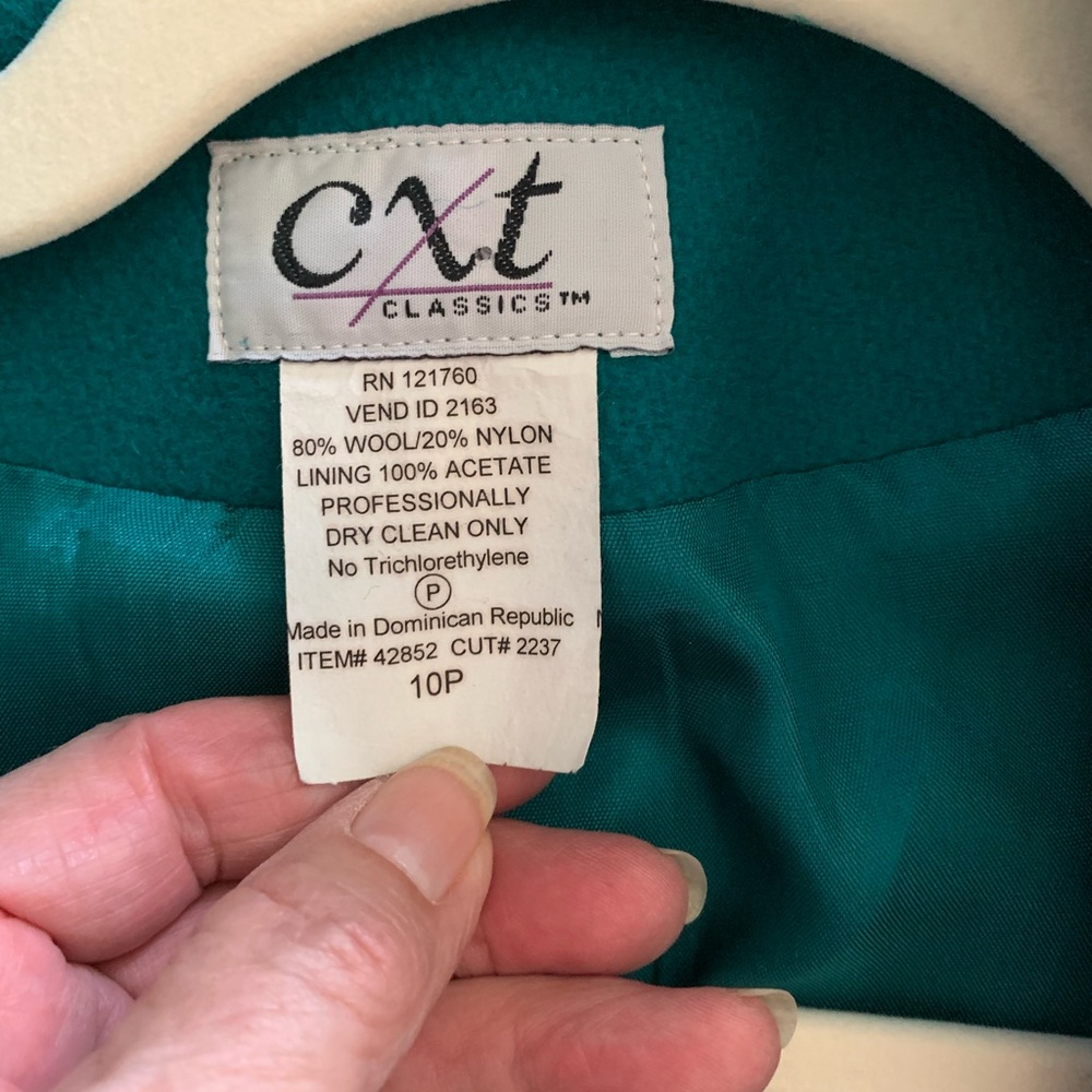 Classic CXT Women's A-line Teal wool Coat. Mint condition! - Picture 8 of 8